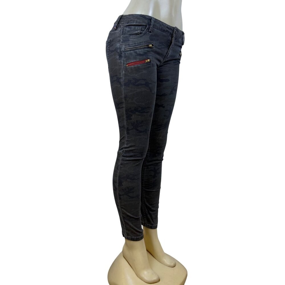 Etienne Marcel Womens Camo Cotton/Elastane Skinny Pants Zipper Detail Size 28 - Picture 2 of 10